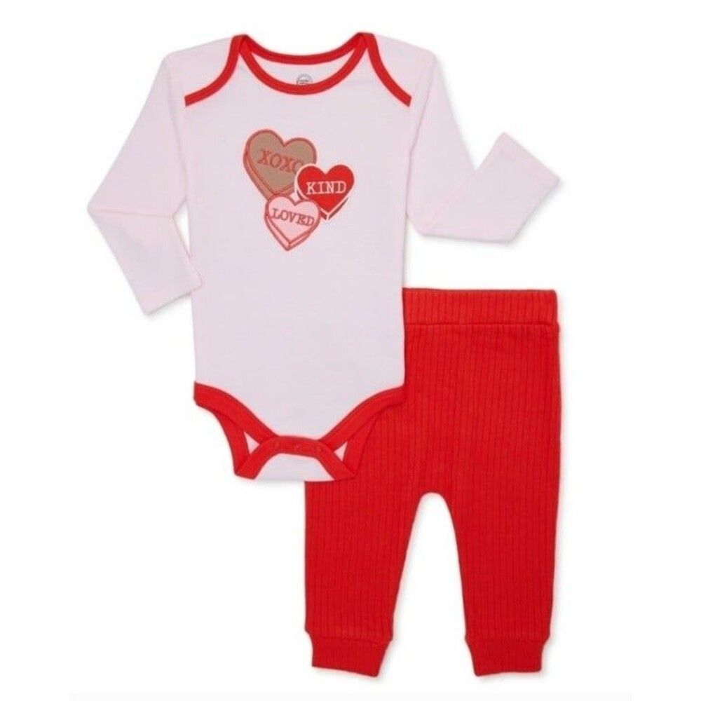 Wonder Nation Girls Valentine's Day Outfit Set 2-piece 18m